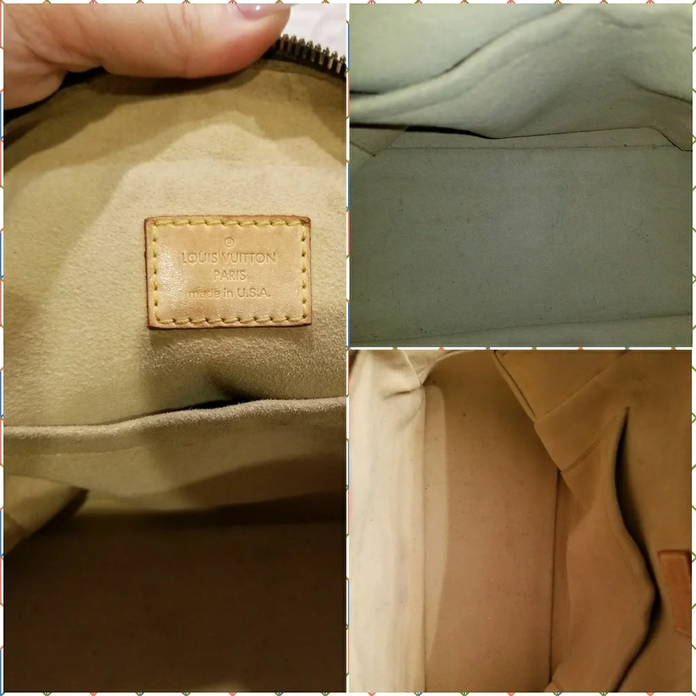 Louis Vuitton Brown Monogram Satchel with Tan Trim and Gold Hardware